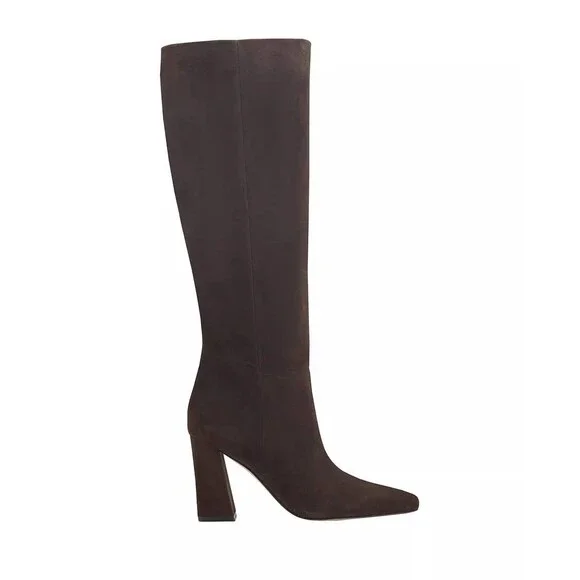 Marc Fisher LTD Yarli Boots 9M Dark Brown Leather Knee‑High Pull‑On NIB msrp$299